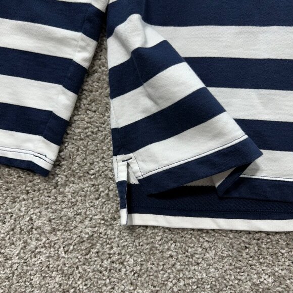 L.L. Bean Women's Sz Large Navy & White Striped Long-Sleeve Pullover Shirt Cotto - Picture 5 of 8